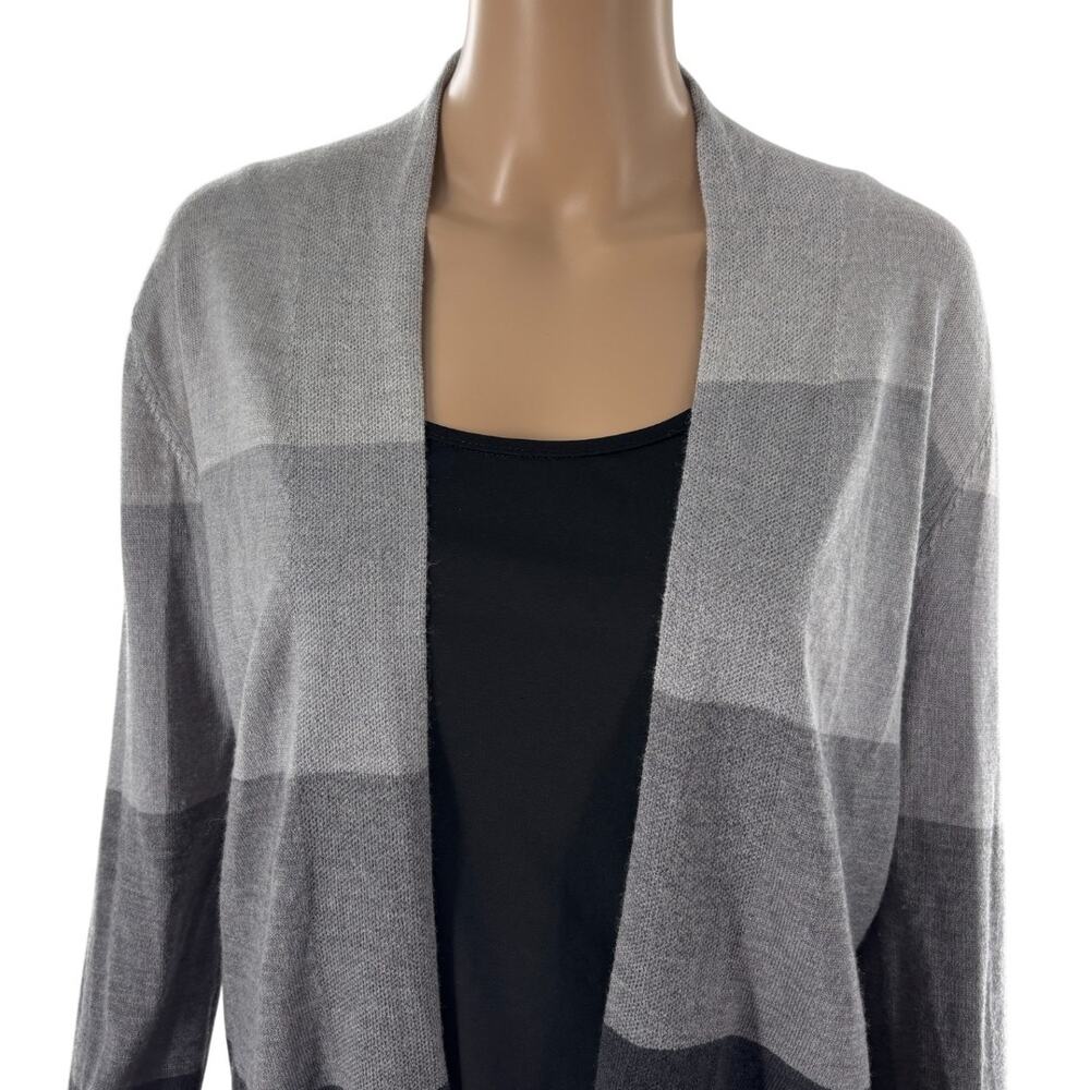 Amour Vert Gray Erica Wool Striped Cardigan Sweater - Picture 4 of 10